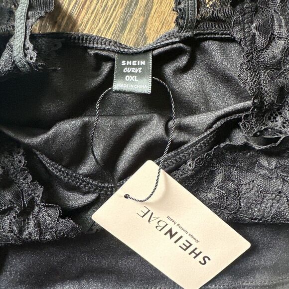 SHEIN BAE High Stretch Knitted Lace Spliced Women's Camisole Top Size XL Black - Picture 7 of 9